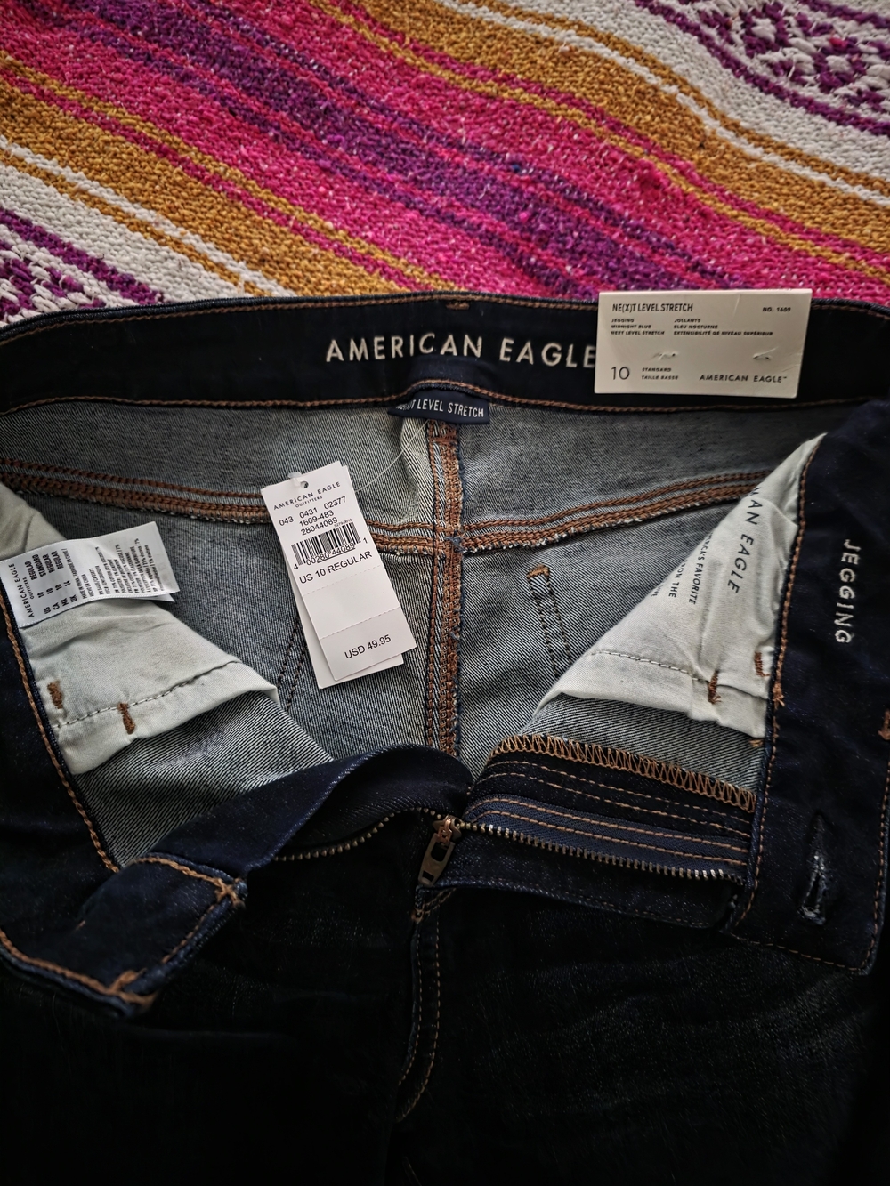American Eagle Outfitters Dark Blue Low Rise Stretch Jeggings - Women's Size 10